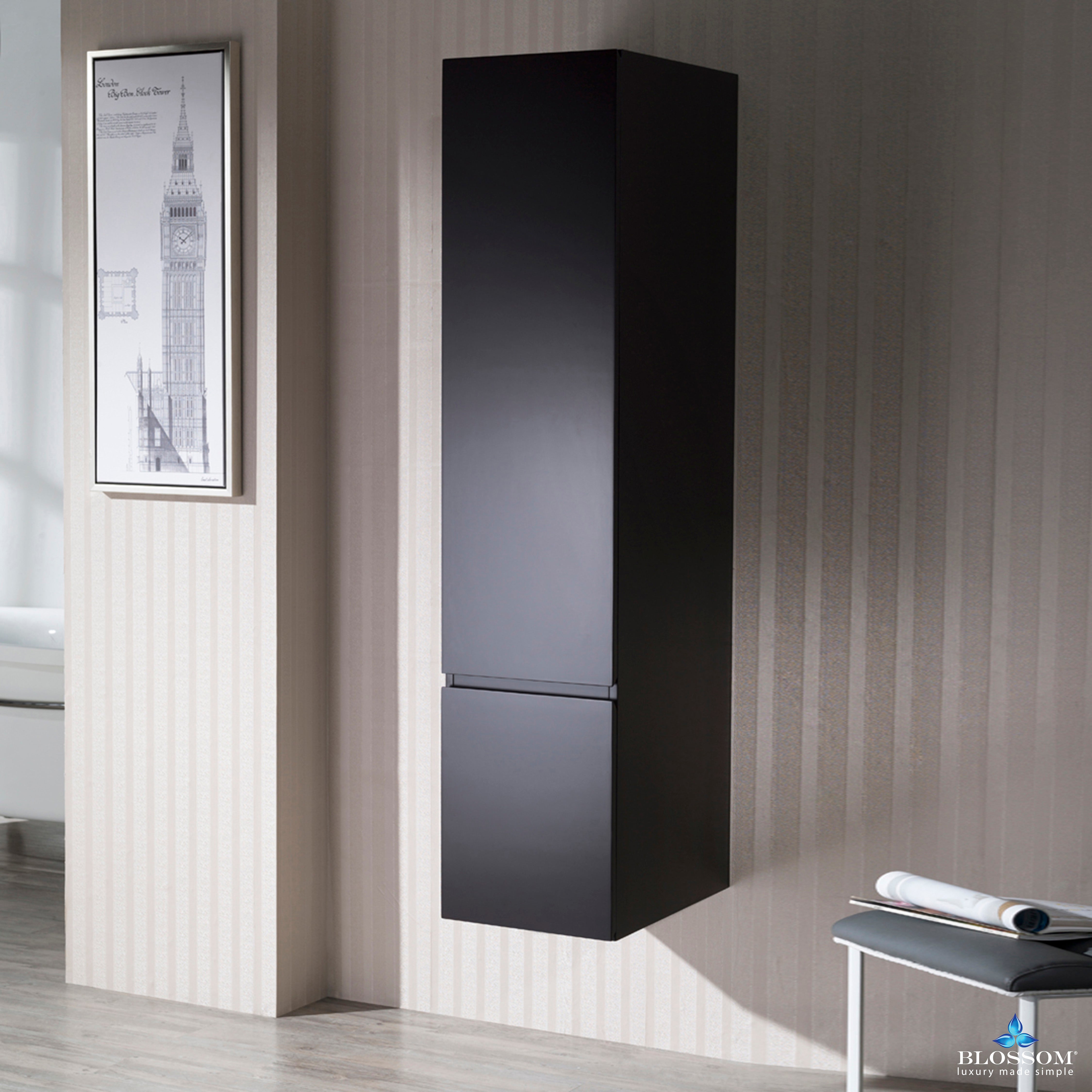 Monaco 15 Inch Wall Hung Linen Cabinet