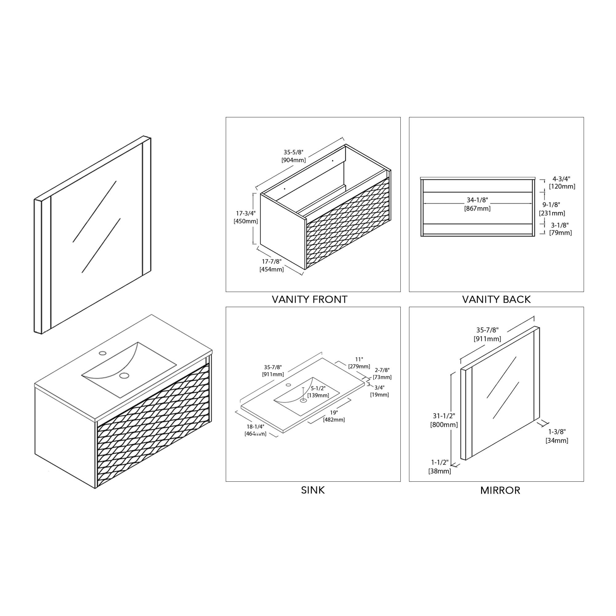 Paris 36 Inch Vanity