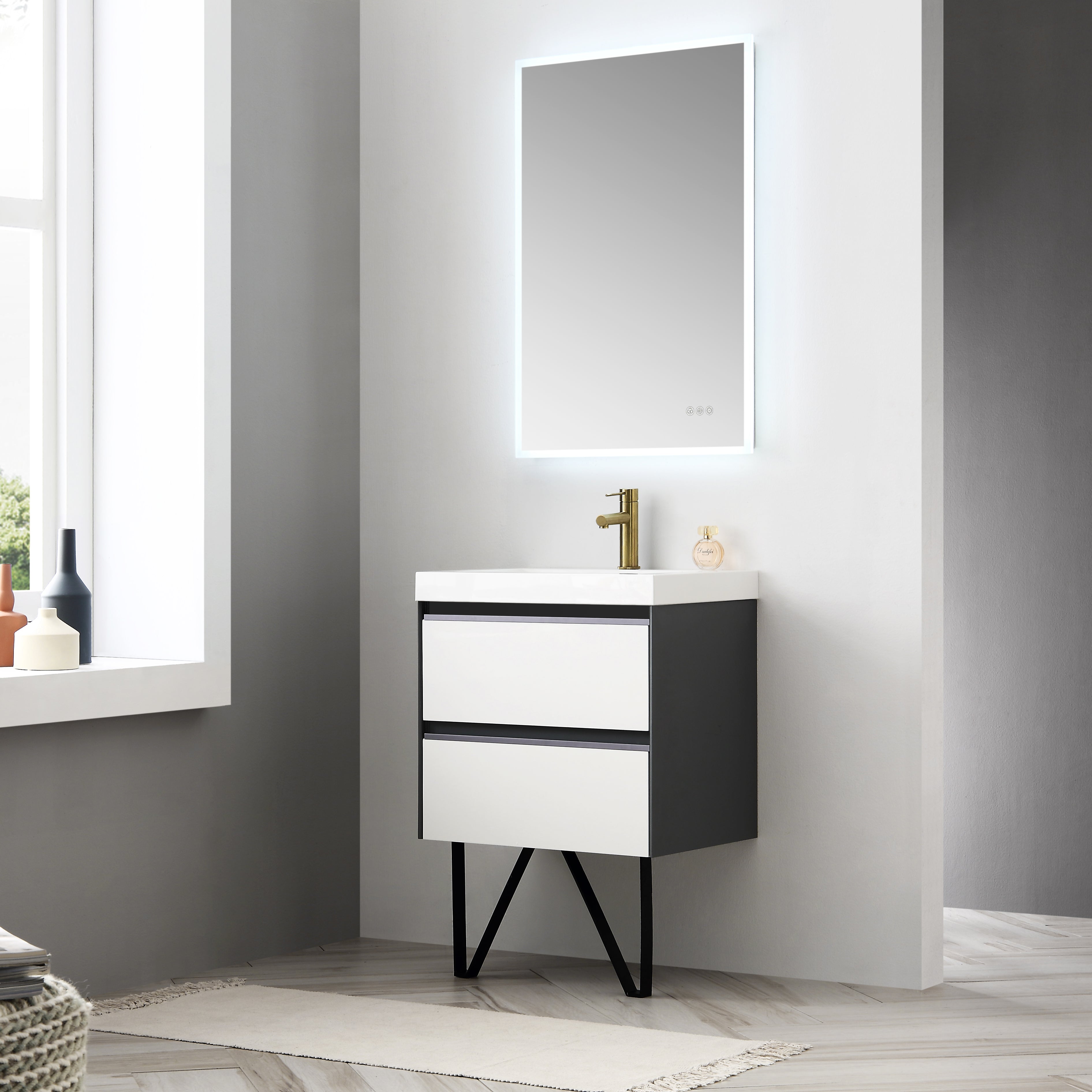 Berlin – 24 Inch Vanity – Glossy White & Glossy Grey