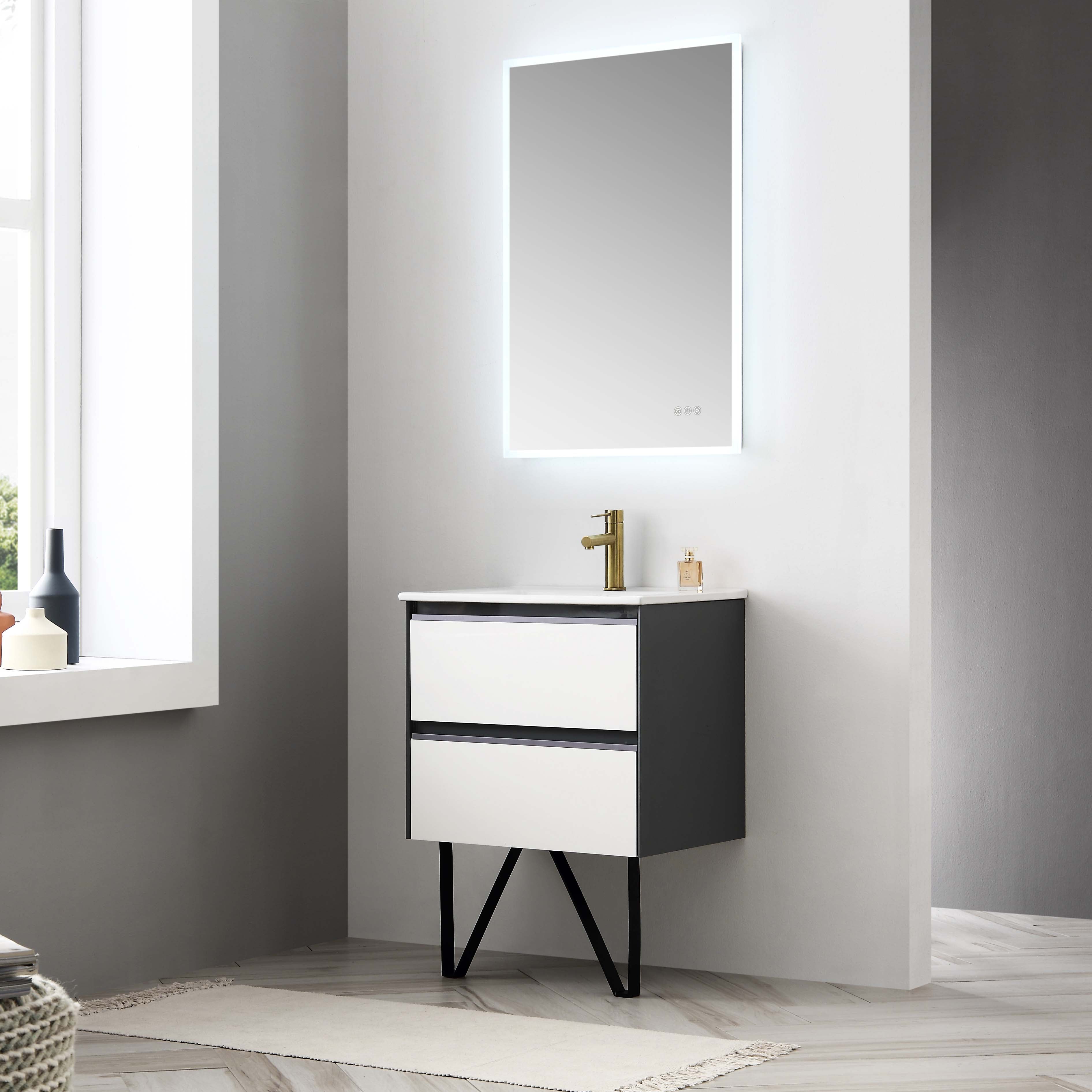 Berlin – 24 Inch Vanity – Glossy White & Glossy Grey