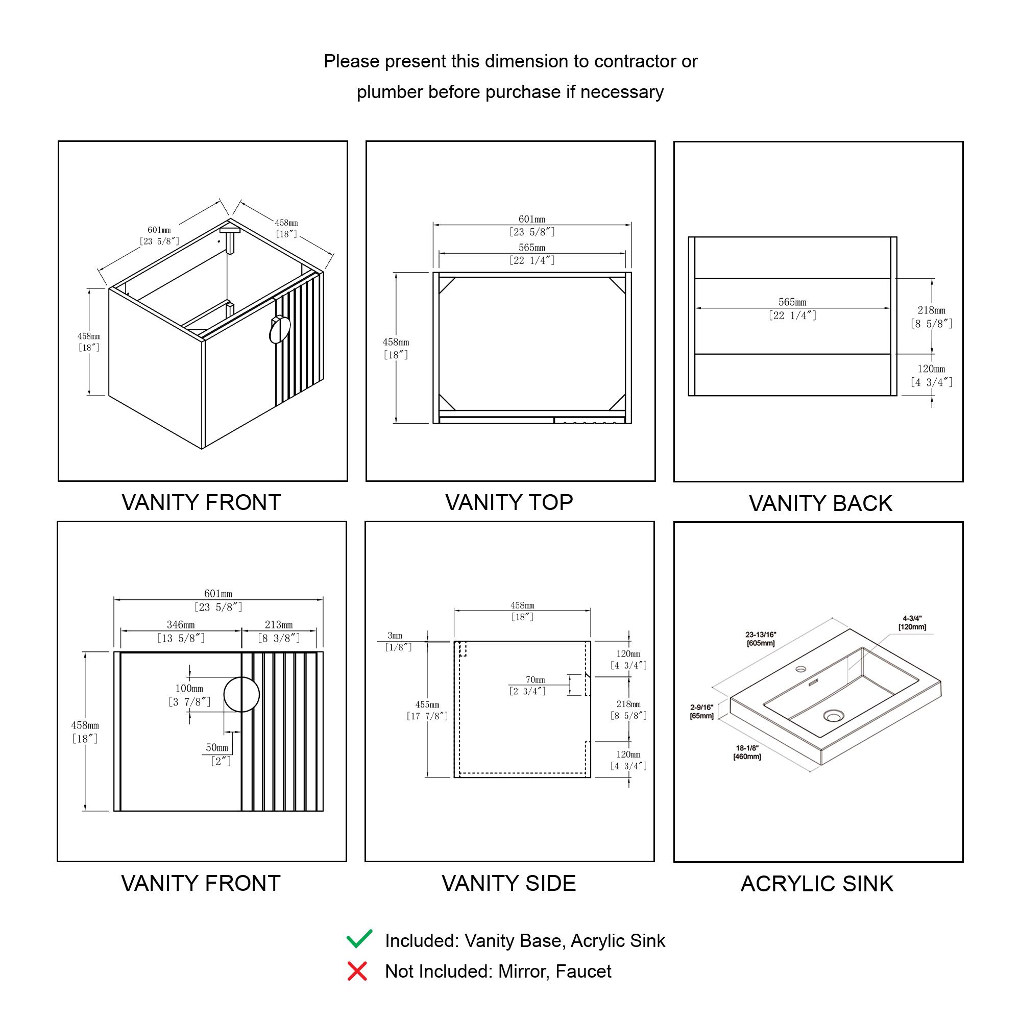 Moss 24″ Vanity with Acrylic Sink