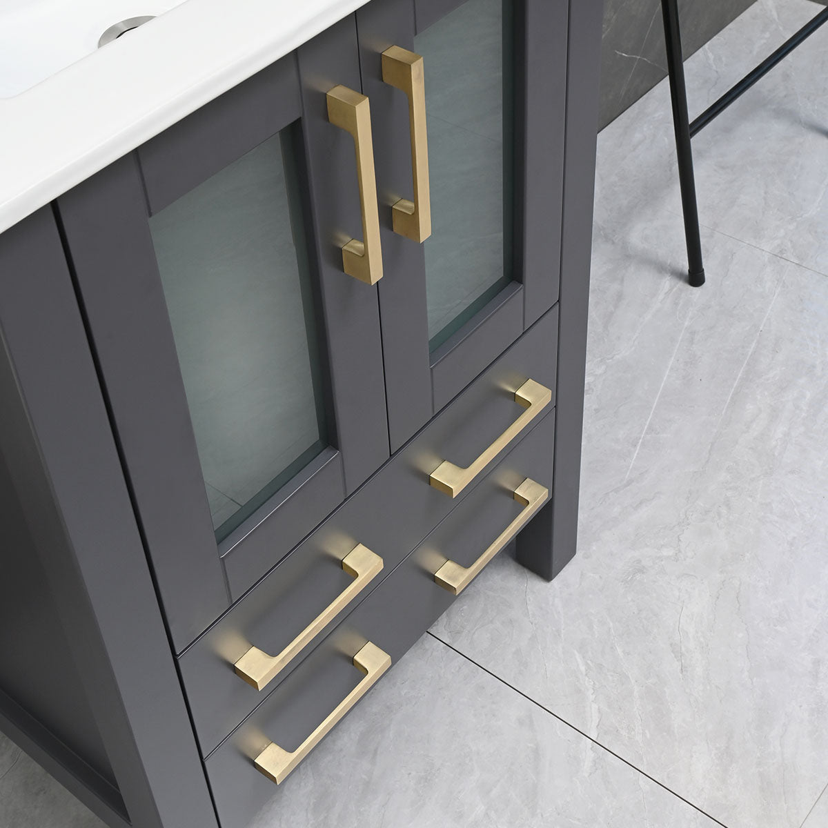 24" V9011 Vanity with Ceramic Sink (Matte Grey)