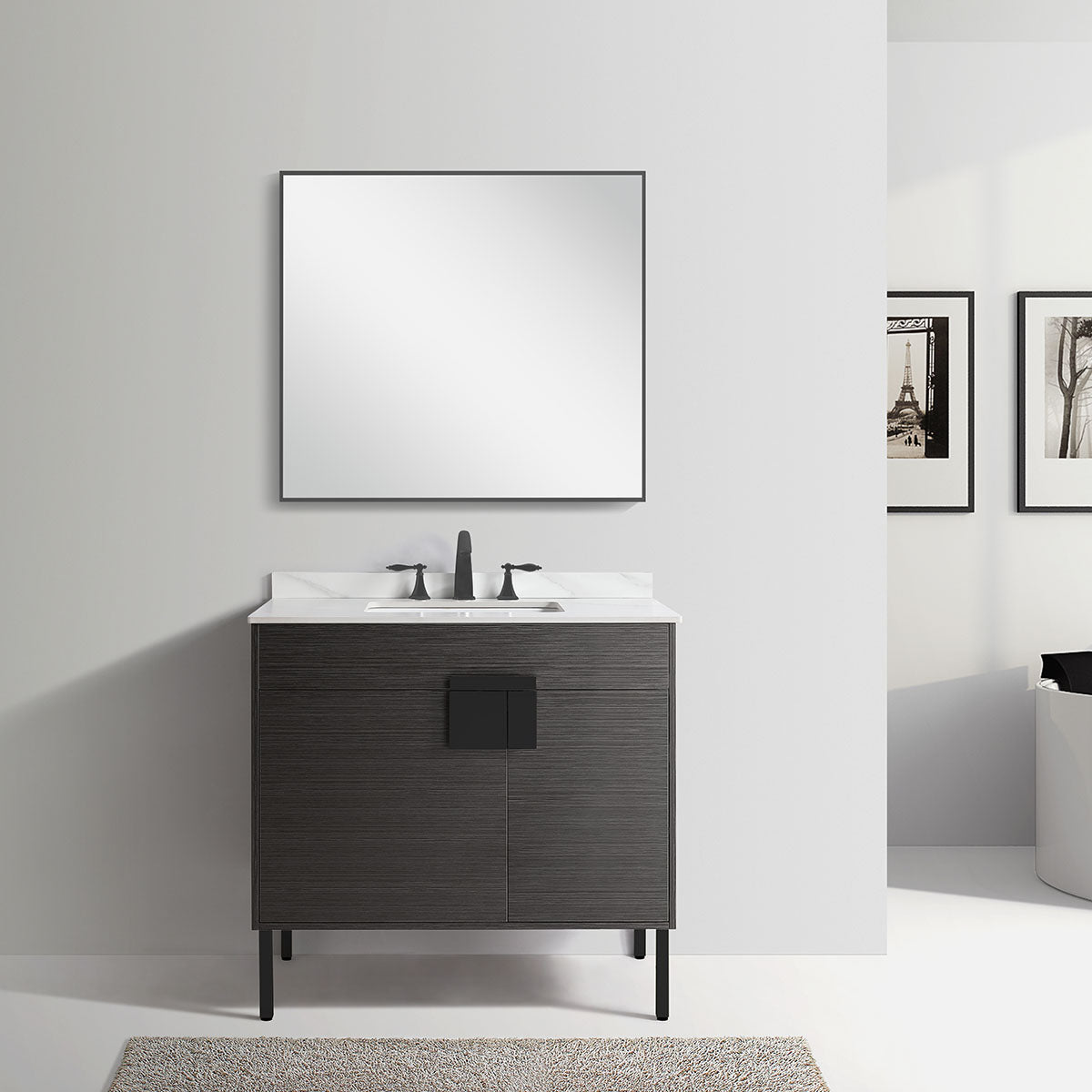36" V9003 Vanity with Sintered Stone Countertop (Charcoal Grey)