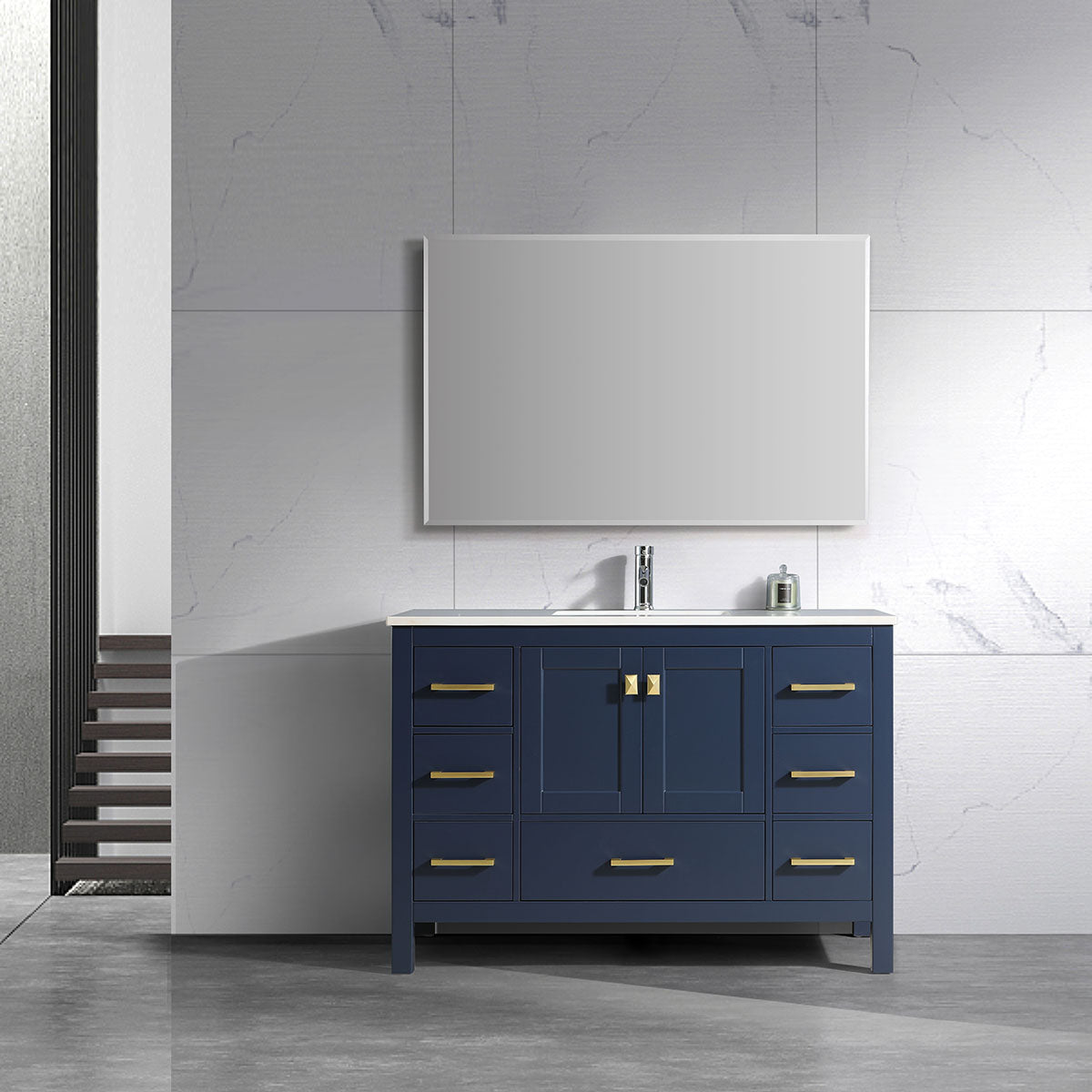 48" V9008 Vanity & Quartz Countertop Combo (Royal Blue)