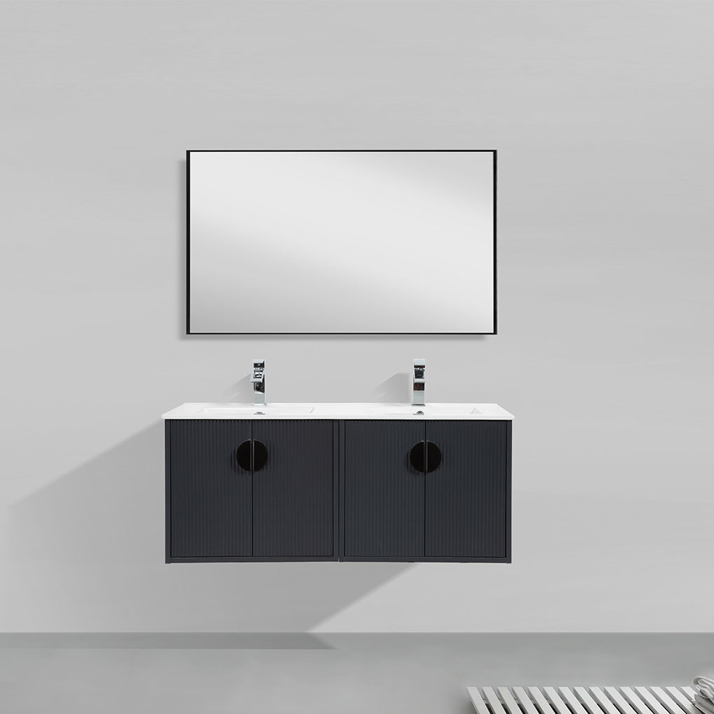 48" V9015 Series Wall Hung Vanity & Ceramic Sink (Granny Grey)