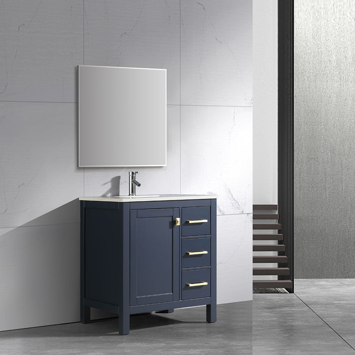 30" V9008 Vanity & Quartz Countertop  Combo (Royal Blue)