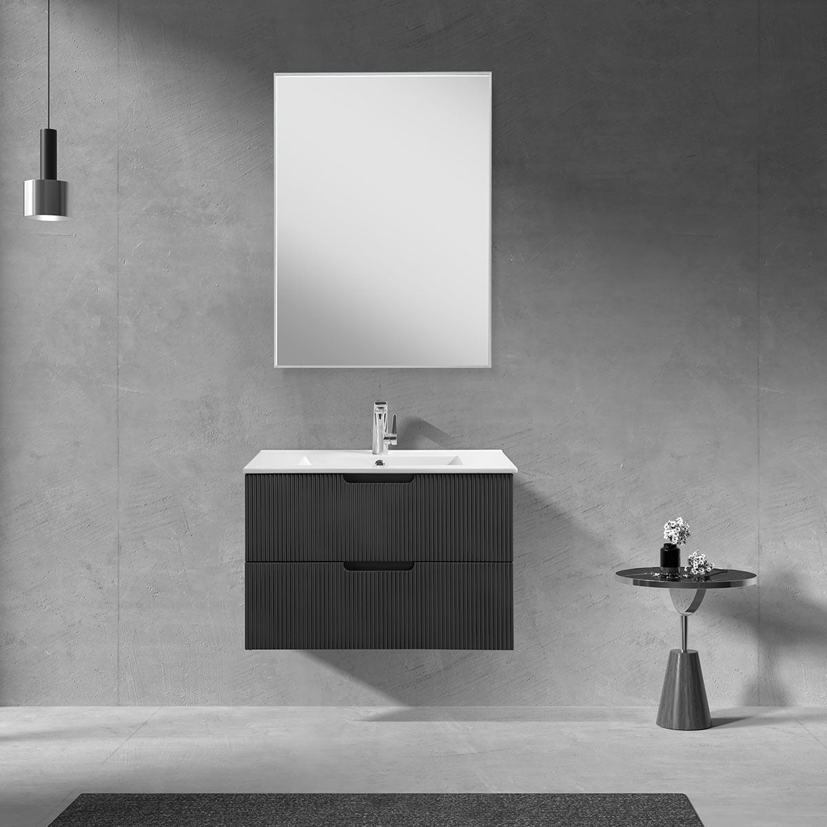 30" V9018 Sylvia Series Wall Hung Vanity & Ceramic Sink (Ash Green)