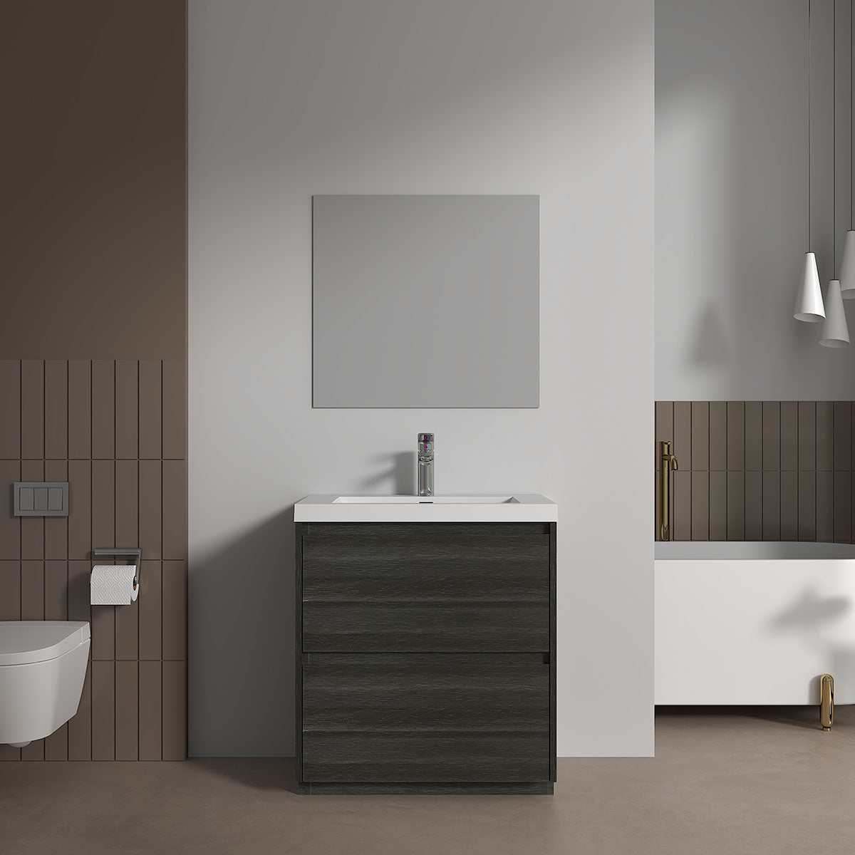 V9002 30" Vanity With Acrylic Sink Combo (Charcoal Grey)