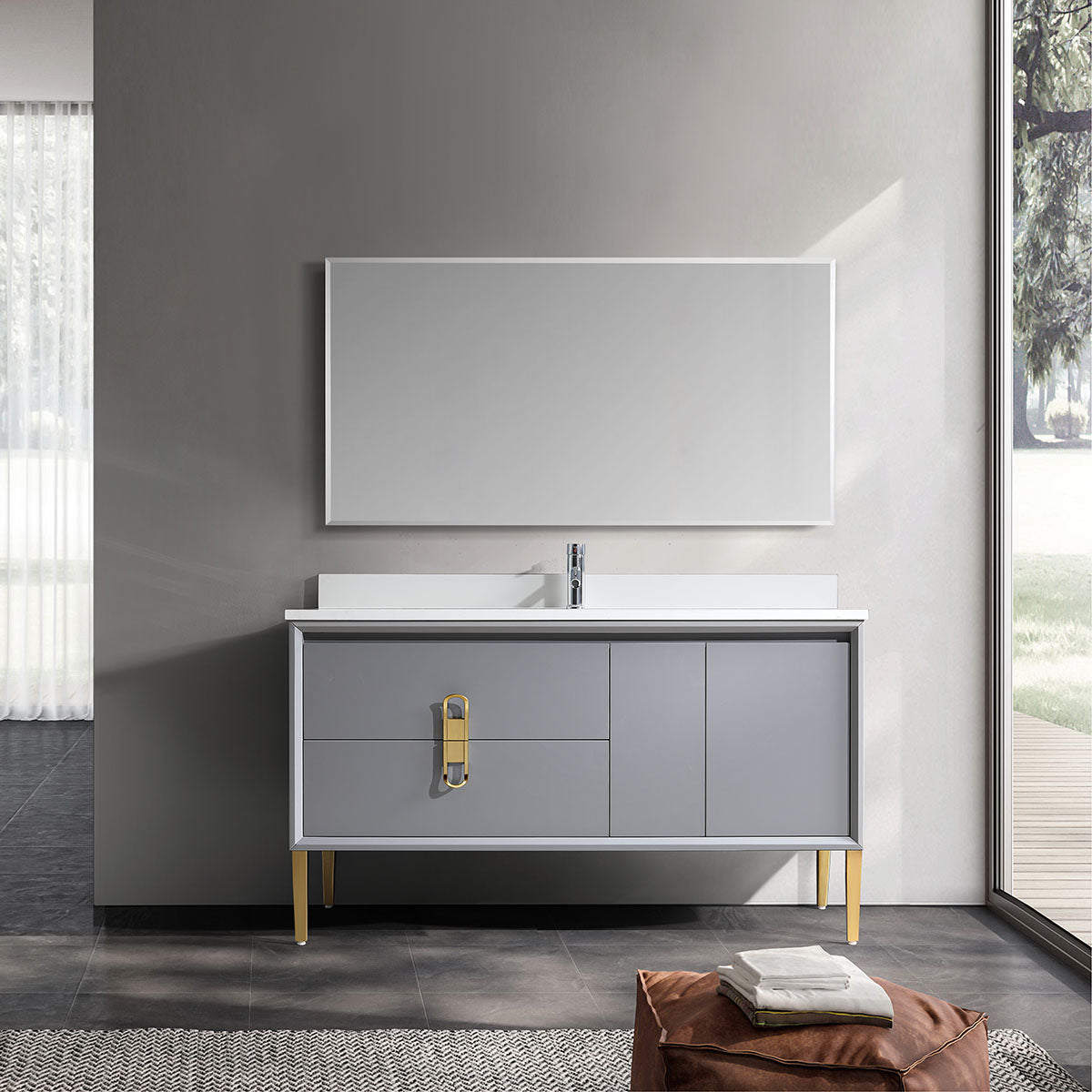 48" Craftsmanship Limited Edition Vanity & Quartz Countertop Combo   (Grey) SKU:EN8296-48GR