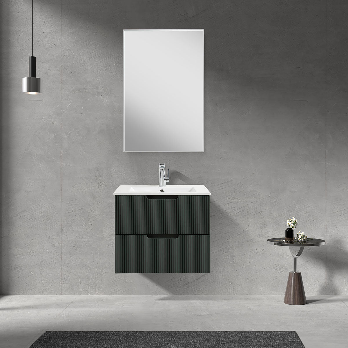 24" V9018 Sylvia Series Wall Hung Vanity & Ceramic Sink (Ash Green)