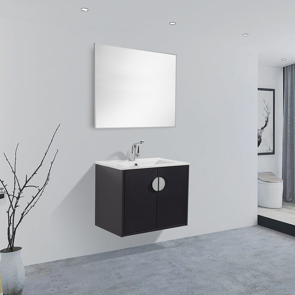 24" V9015 Series Wall Hung Vanity & Ceramic Sink (Granny Grey)