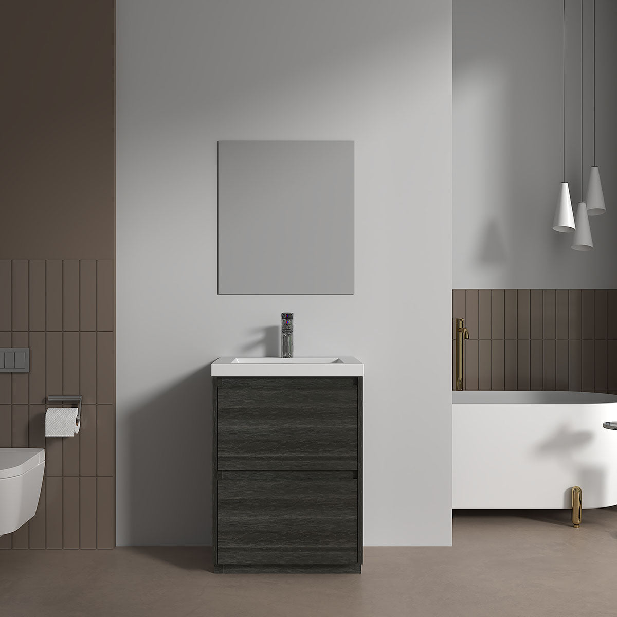 V9002 24" Vanity With Acrylic Sink Combo (Charcoal Grey)