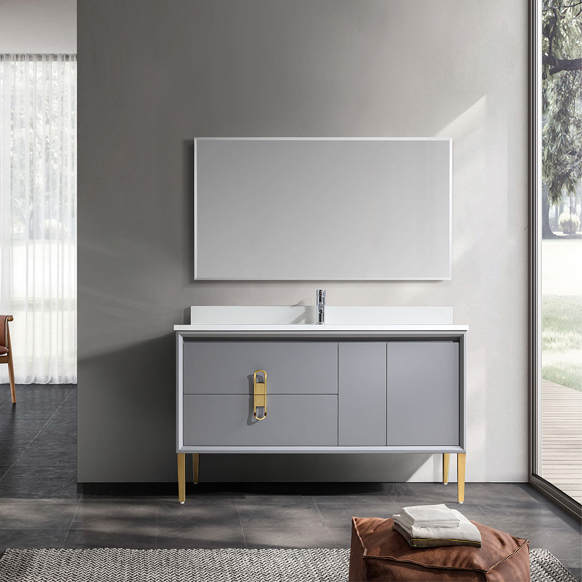 60" Craftsmanship Limited Edition Vanity & Quartz Countertop Combo   (Grey) SKU:EN8296-60GR