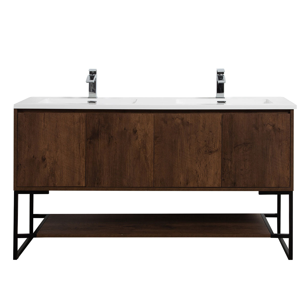60" V9006 Allen Vanity & Double Acrylic Basins (Rose Wood)