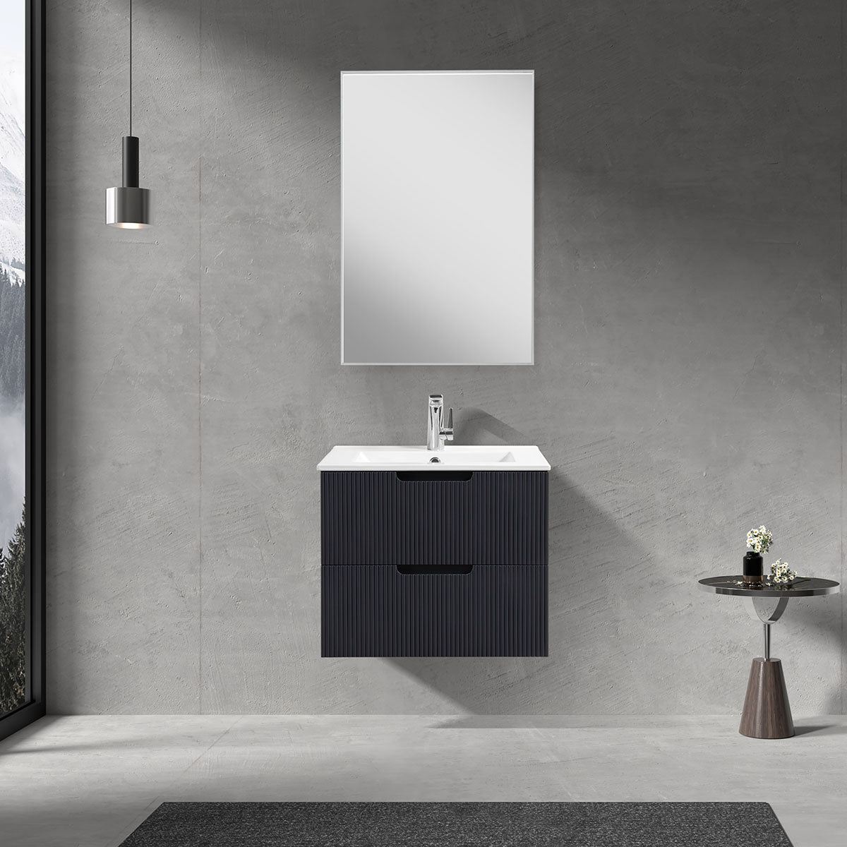 24"V9018 Sylvia Series Wall Hung Vanity & Ceramic Sink (Granny Grey)