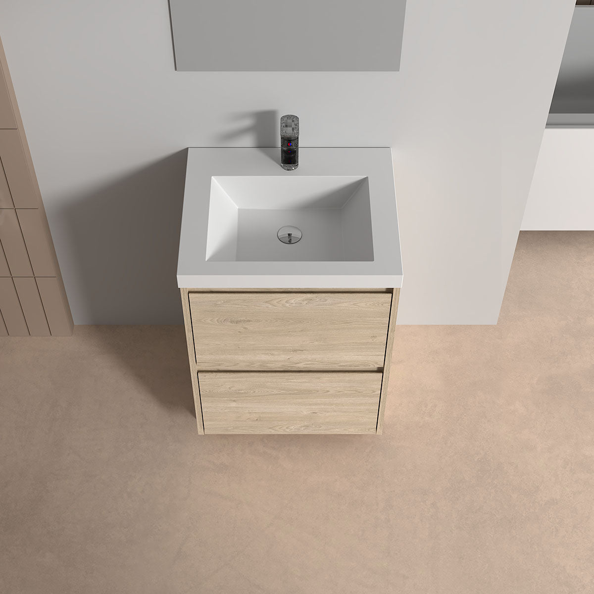 V9002 24" Vanity With Acrylic Sink Combo (Natural Oak)