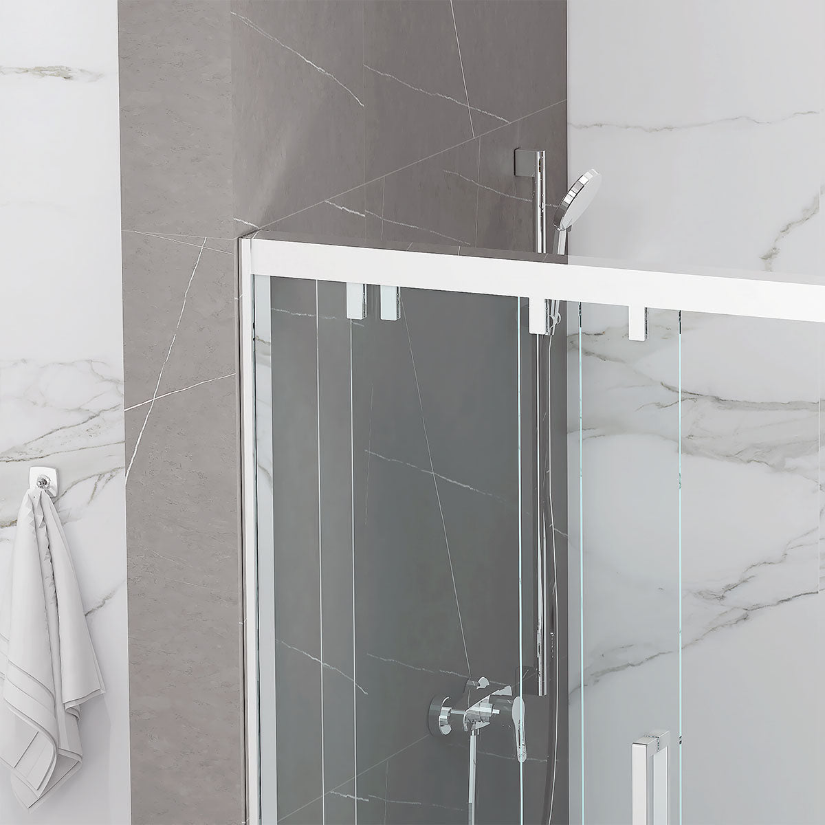 42" Monaco Sliding Shower Door (5/16" thickness) (3 Panels)(Brushed Nickel)