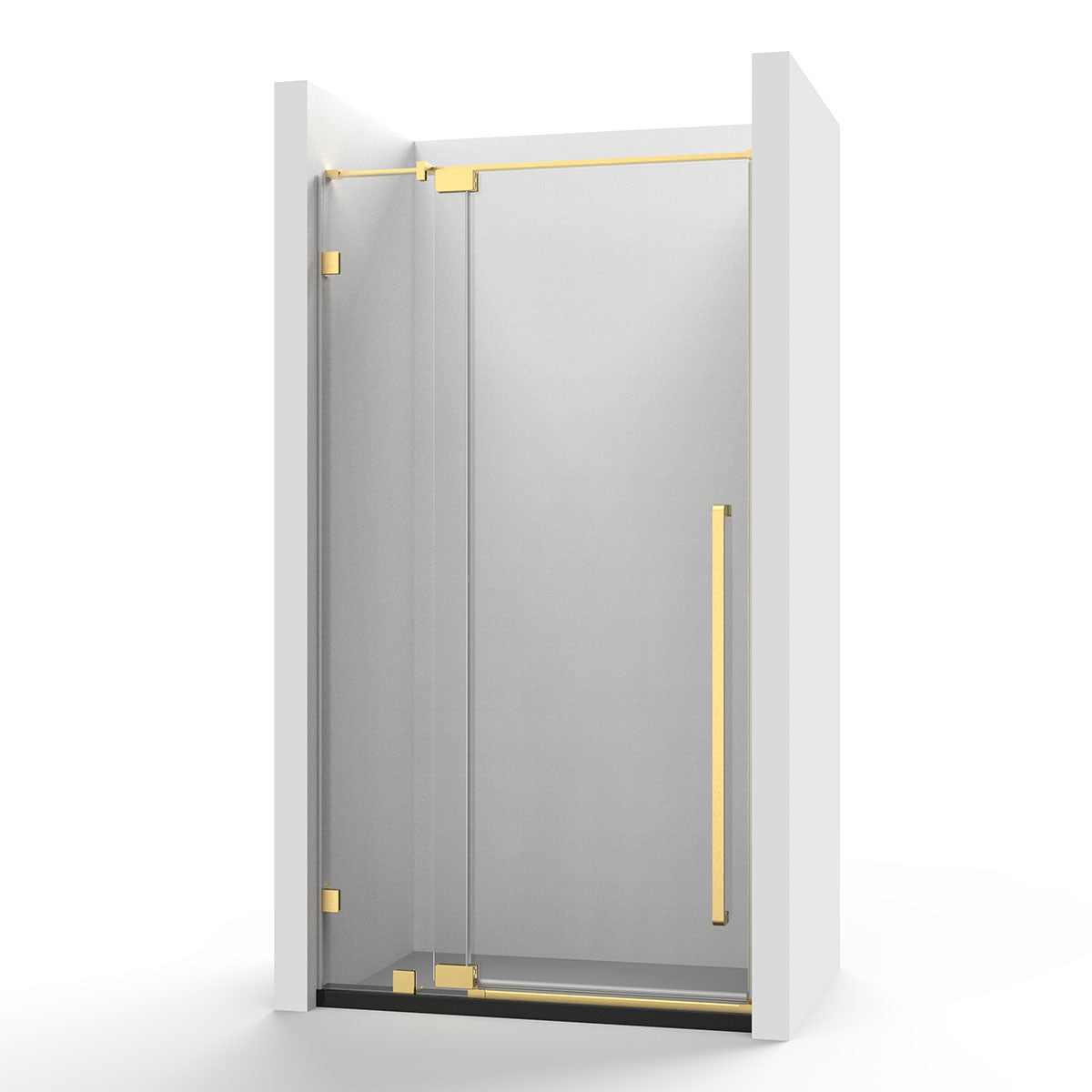 60" AH01 Series Frameless Swing Shower Door with Klearteck Treatment (Fixed 3/8" & Swing 5/16" Thickness)(Brushed Gold)