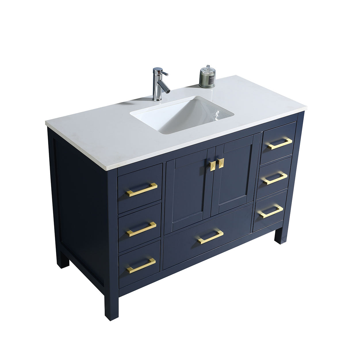 48" V9008 Vanity & Quartz Countertop Combo (Royal Blue)