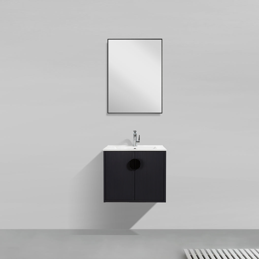 24" V9015 Series Wall Hung Vanity & Ceramic Sink (Ash Green)