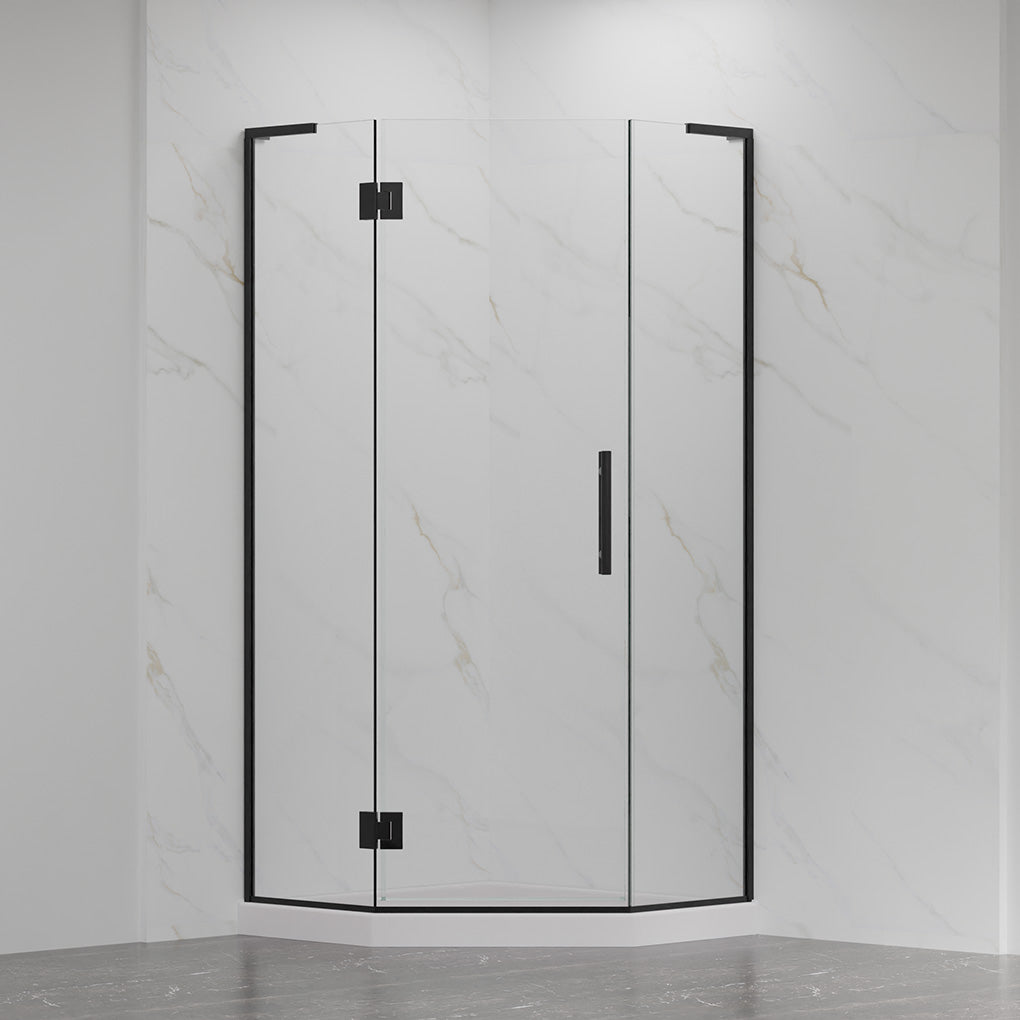 Neo-Miko Hinged Shower Door 36"W X 36"W X 76"H (3/8" Thickness) (Matte Black)