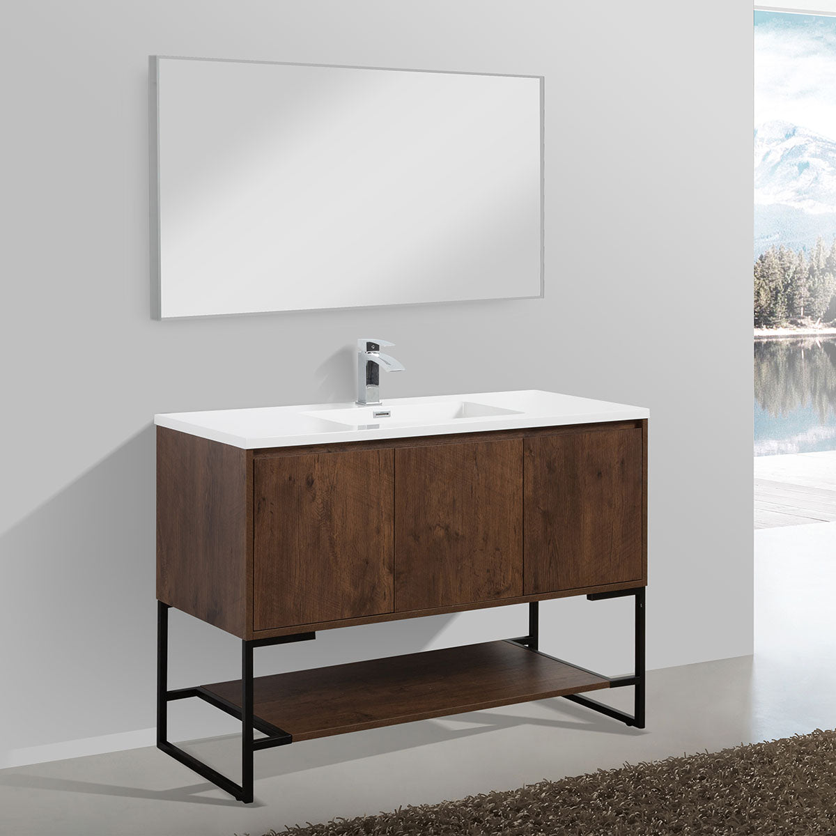 48" V9006 Allen Vanity & Acrylic Basin (Rose Wood)