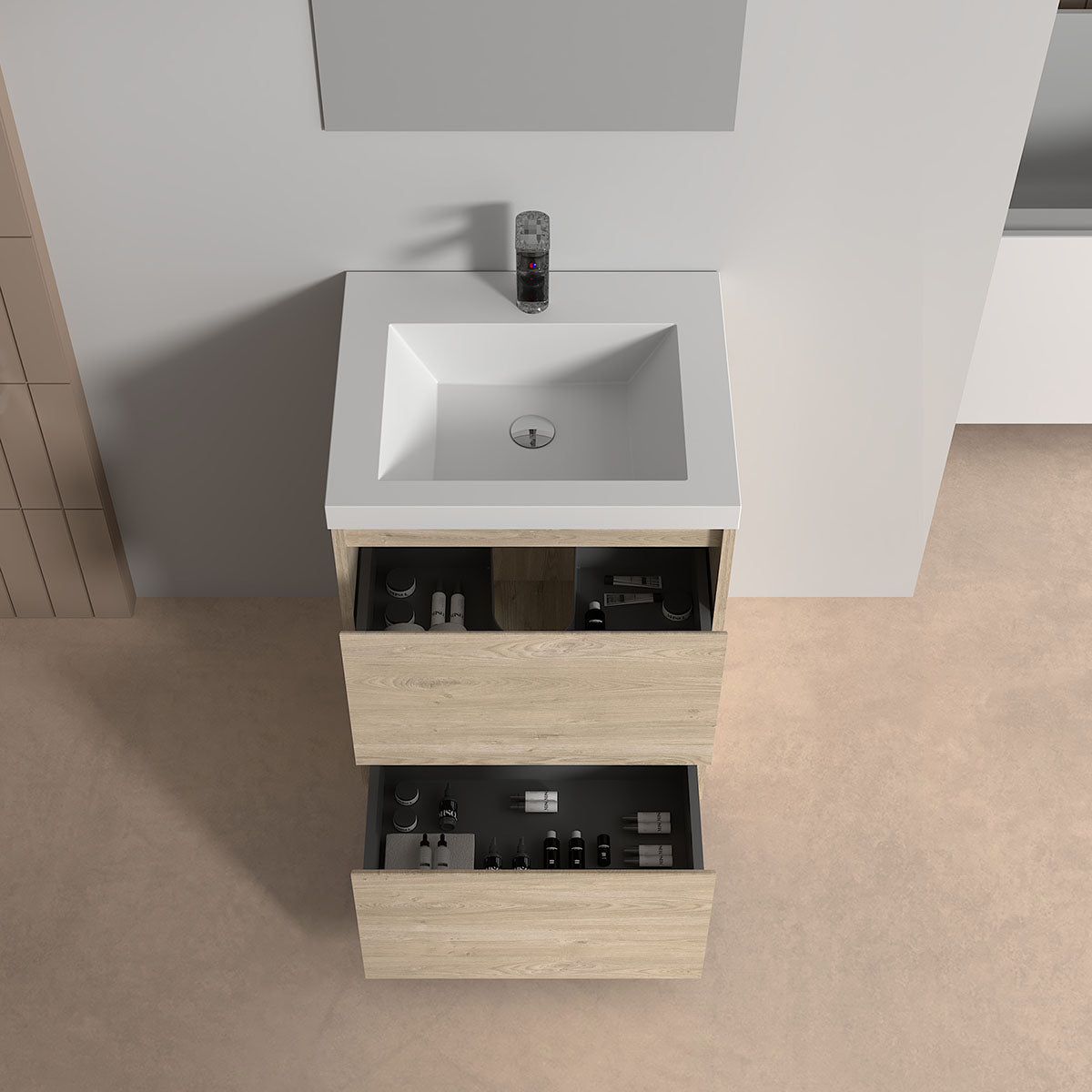 V9002 24" Vanity With Acrylic Sink Combo (Natural Oak)