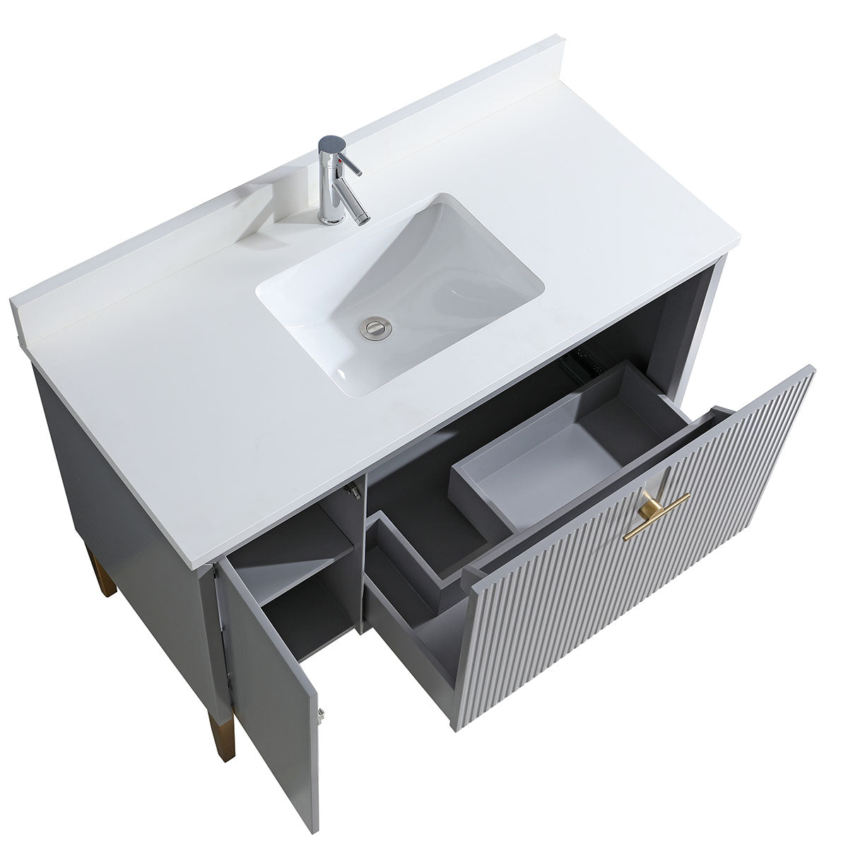 36" Craftsmanship Limited Edition Vanity & Quartz Countertop Combo   (Grey) SKU:EN8339-36GR