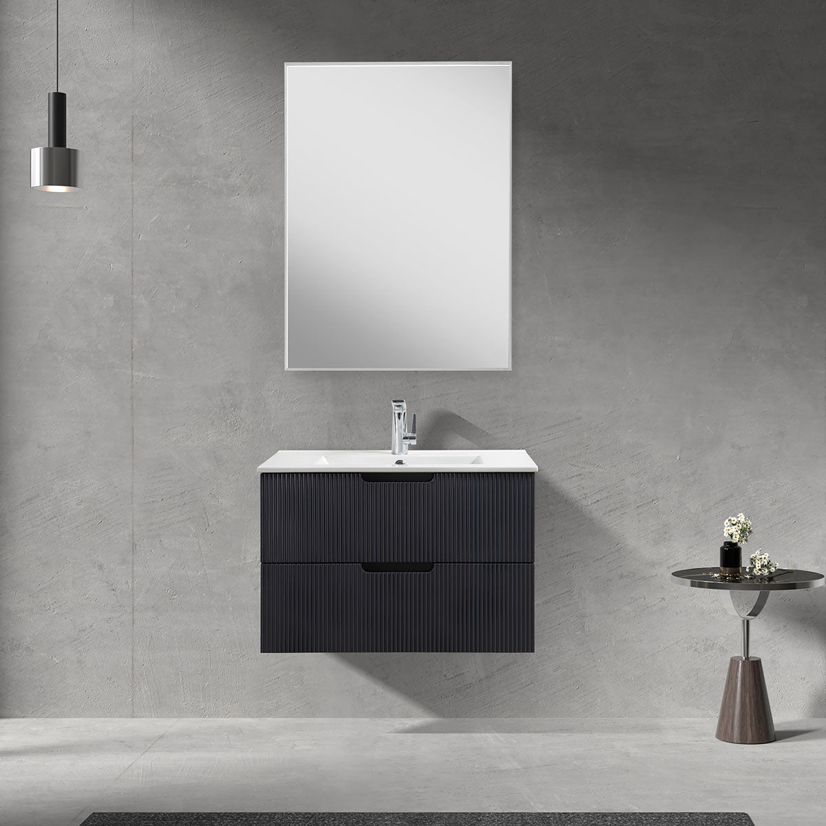 30" V9018 Series Sylvia Wall Hung Vanity & Ceramic Sink (Granny Grey)