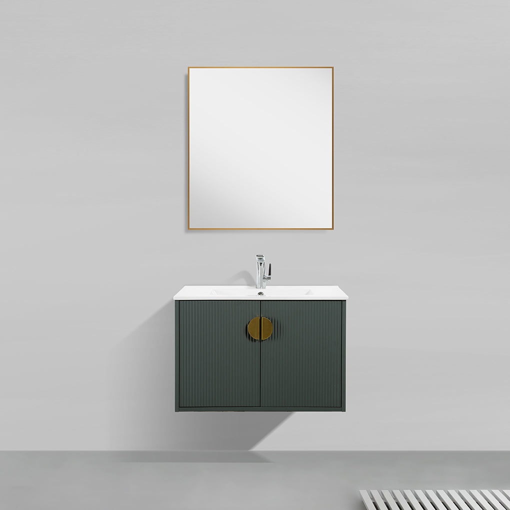 30" V9015 Series Wall Hung Vanity & Ceramic Sink (Ash Green)