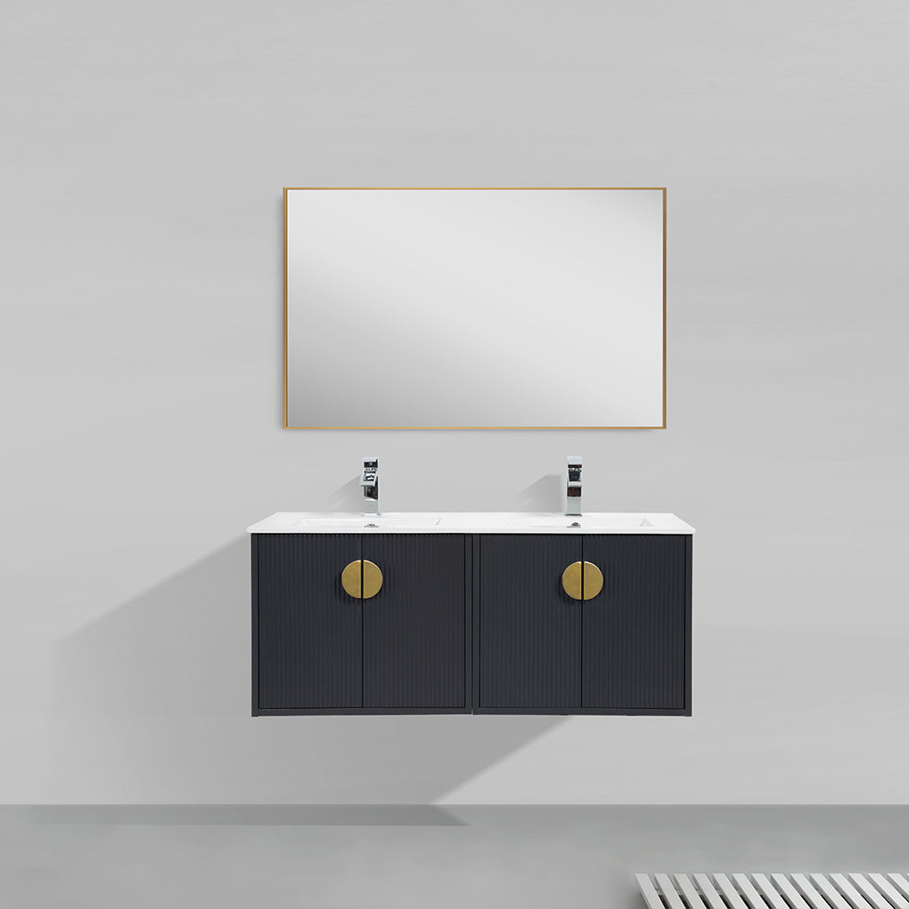 48" V9015 Series Wall Hung Vanity & Ceramic Sink (Granny Grey)