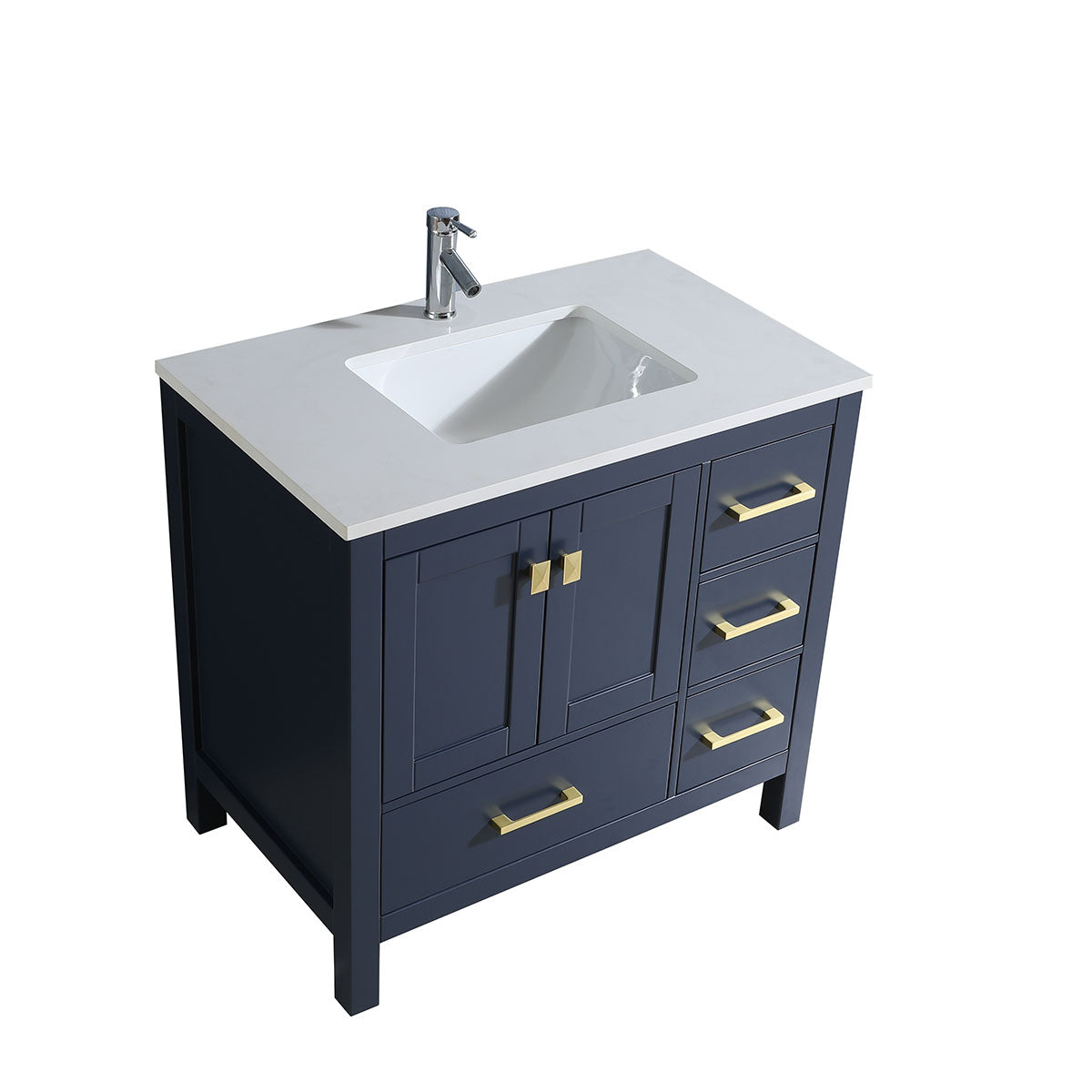 36" V9008 Vanity & Quartz Countertop Combo (Royal Blue)