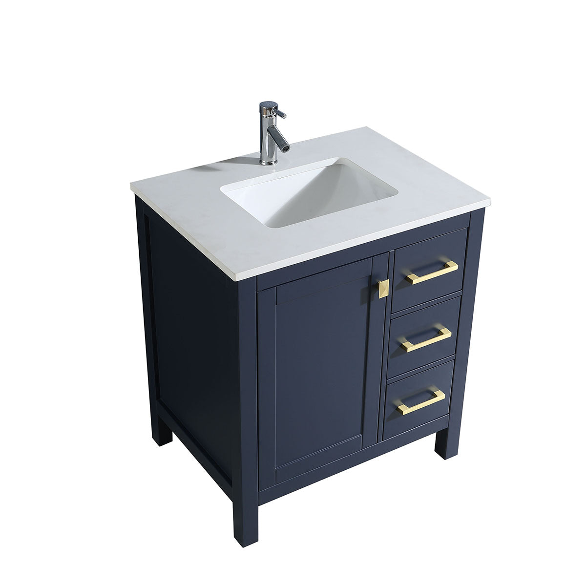 30" V9008 Vanity & Quartz Countertop  Combo (Royal Blue)