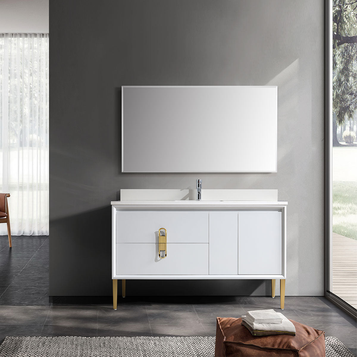 60" Craftsmanship Limited Edition Vanity & Quartz Countertop Combo  (Matte White) SKU: EN8296-60WH
