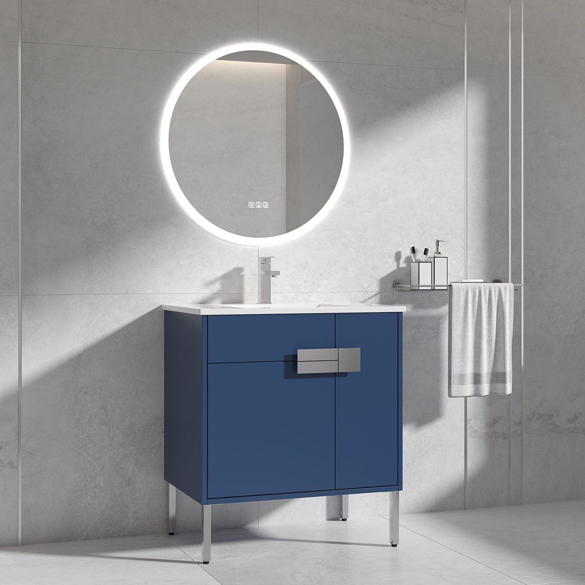 30" V9010 Vanity & Ceramic Sink (Matte Blue)