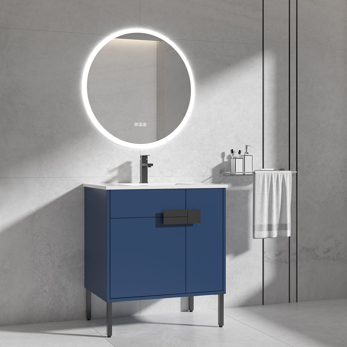 30" V9010 Vanity & Ceramic Sink (Matte Blue)