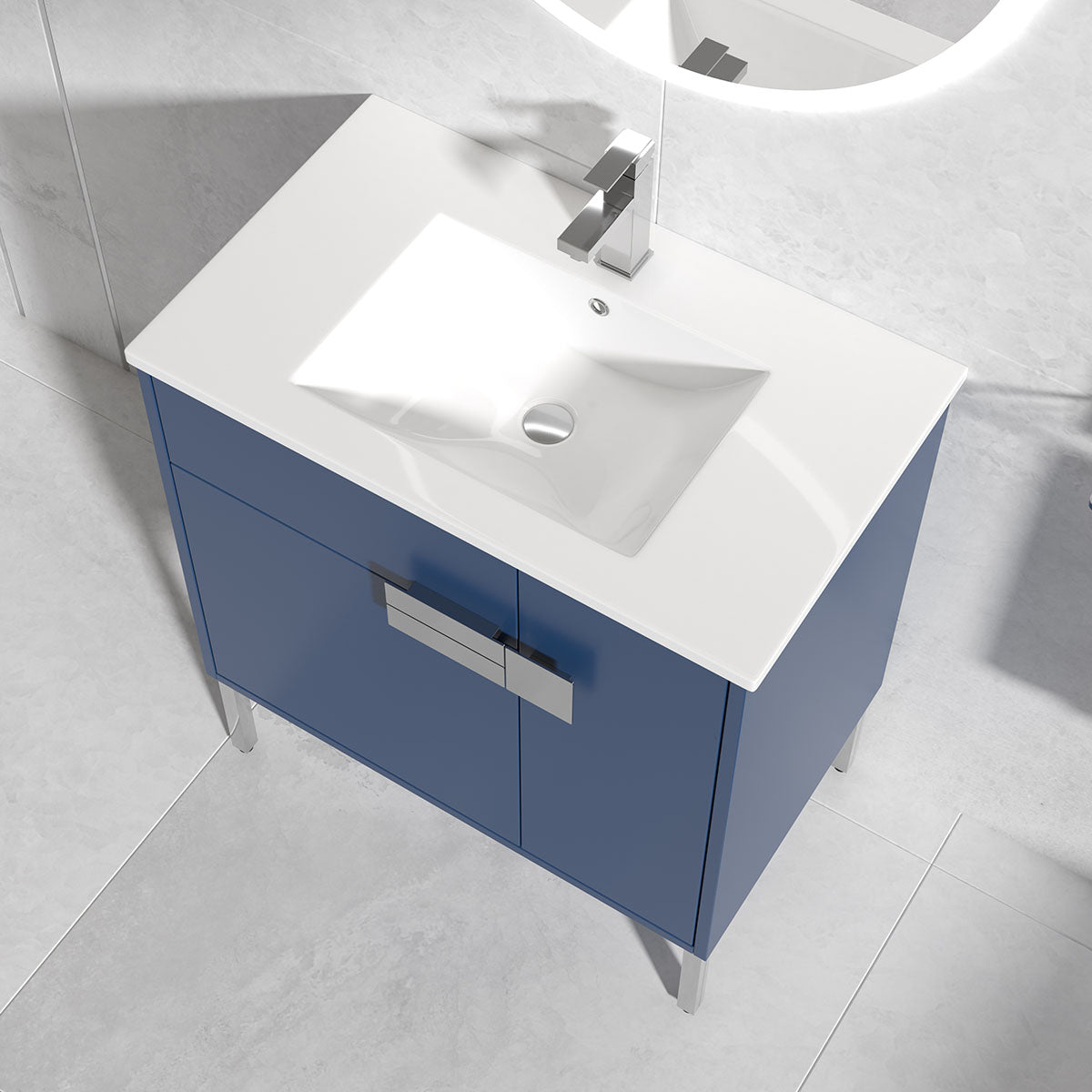 30" V9010 Vanity & Ceramic Sink (Matte Blue)