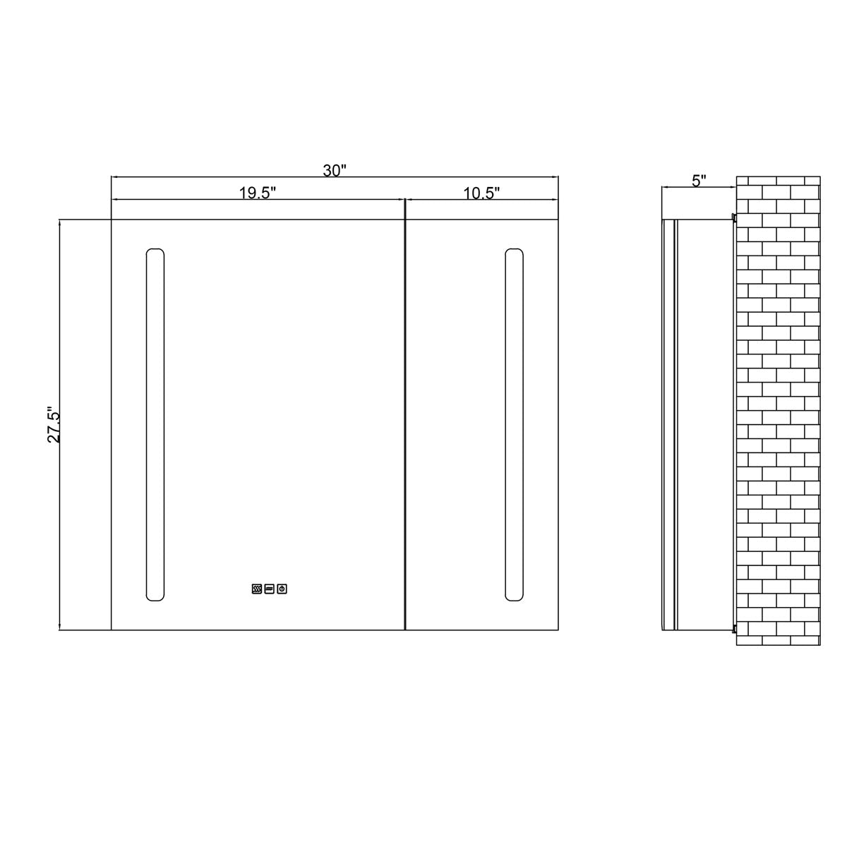 36" LED Aluminum Medicine Cabinet (Surface Mount/Recessed)