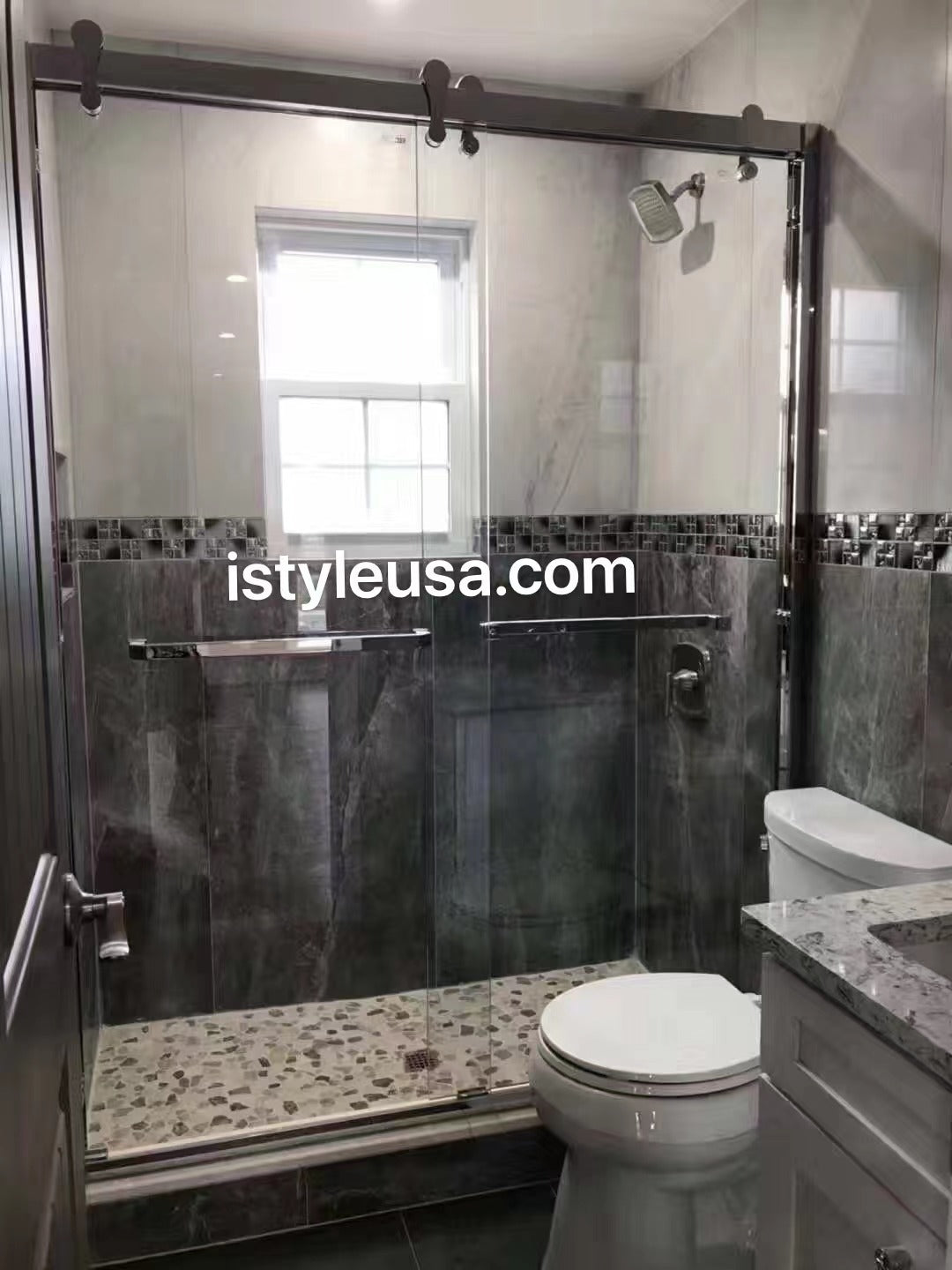 *NEW COLOR 72" GBY22 Owen Bypass Series Shower Door with Klearteck Treatment (3/8" Thickness) (Matte Black)