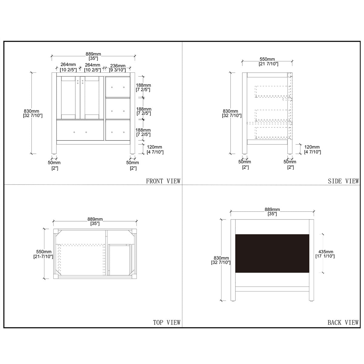 36" V9008 Vanity & Quartz Countertop Combo (Royal Blue)