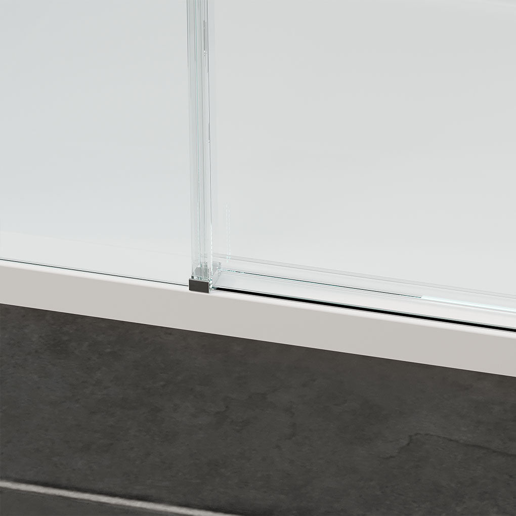 54" Amber Series Frameless Sliding Shower Door with Klearteck Treatment (3/8" Fixed + 5/16" Sliding ) (Brushed Nickel)