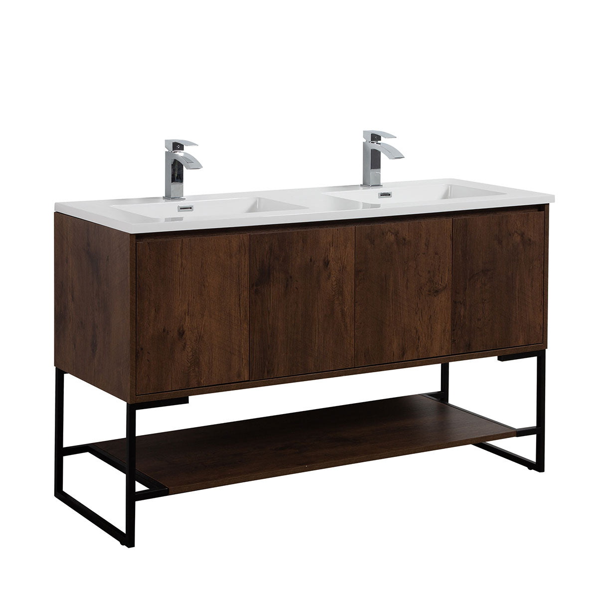 60" V9006 Allen Vanity & Double Acrylic Basins (Rose Wood)