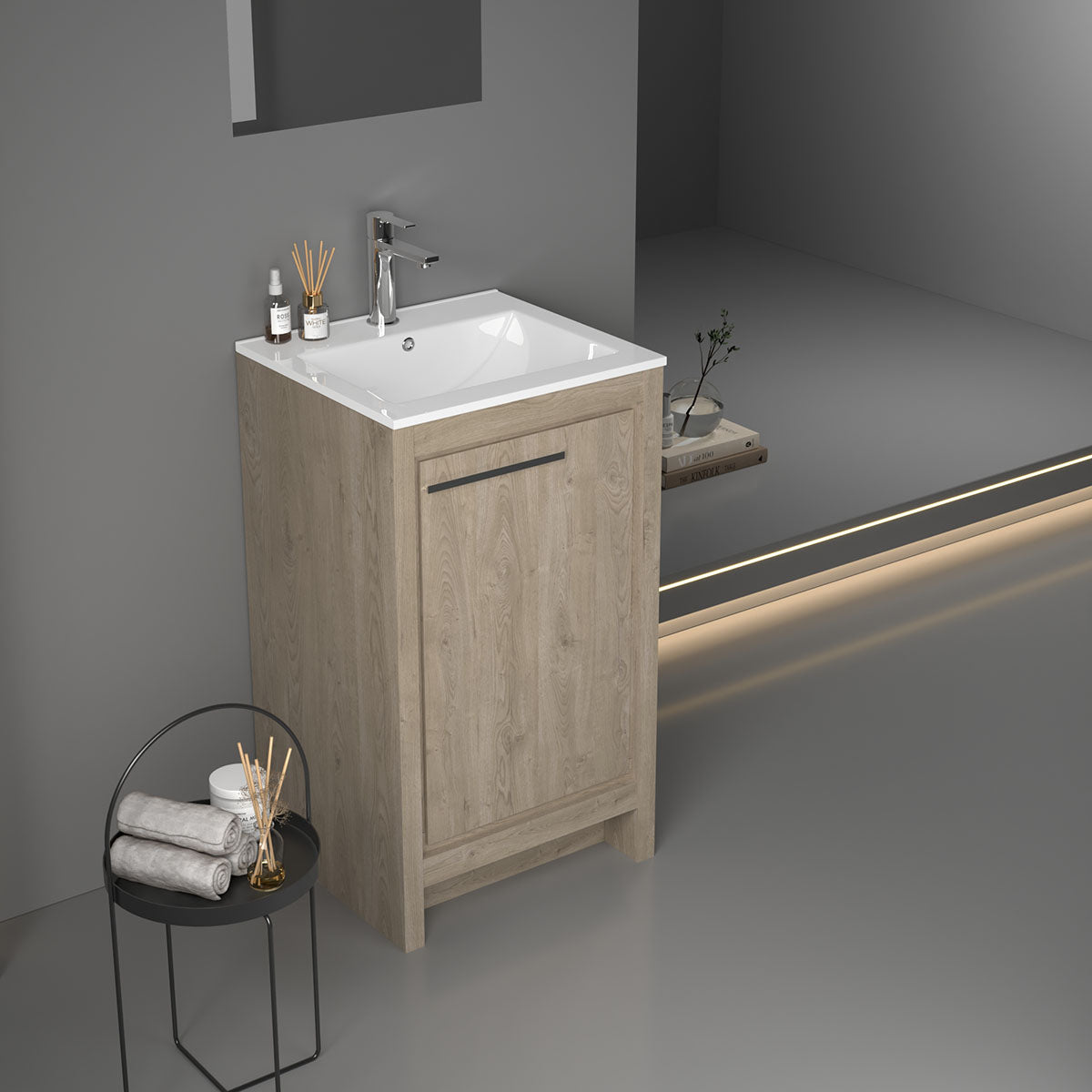 20" V9004 Vanity with Ceramic Sink (E. Oak)