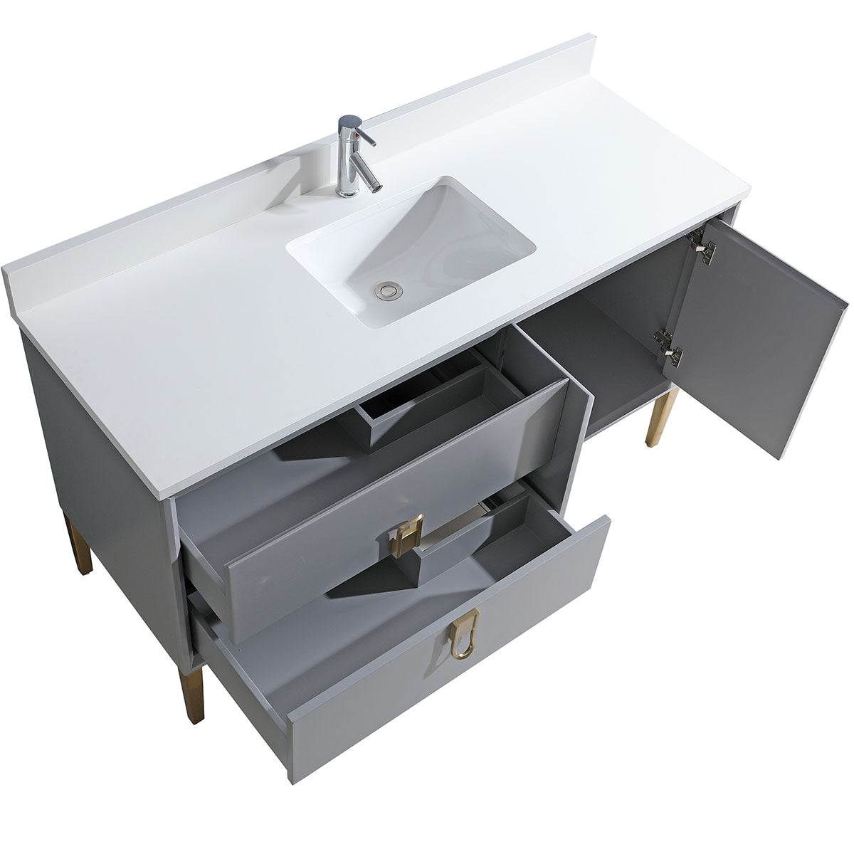 60" Craftsmanship Limited Edition Vanity & Quartz Countertop Combo   (Grey) SKU:EN8296-60GR
