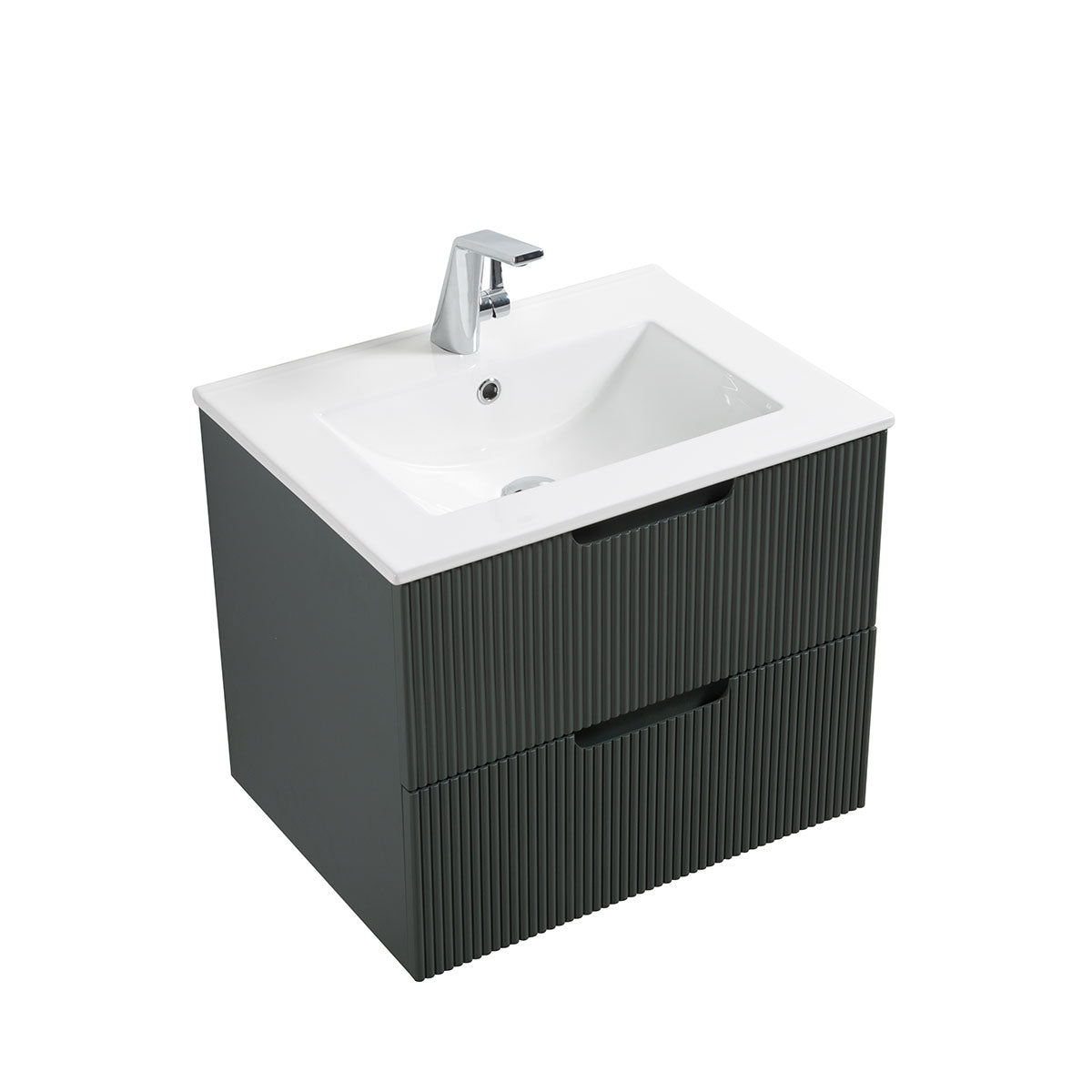 24" V9018 Sylvia Series Wall Hung Vanity & Ceramic Sink (Ash Green)