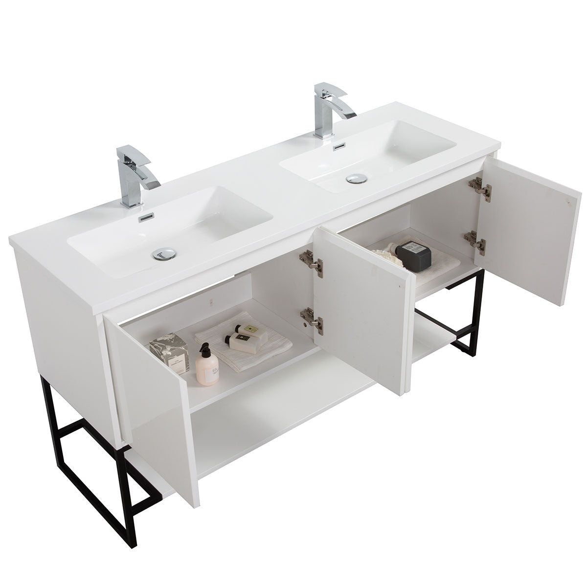 60" V9006 Allen & Double Acrylic Basins (Glossy White)