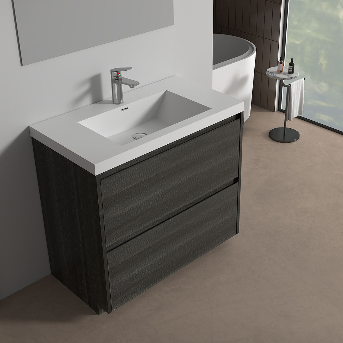 V9002 36" Vanity With Acrylic Sink Combo (Charcoal Grey)