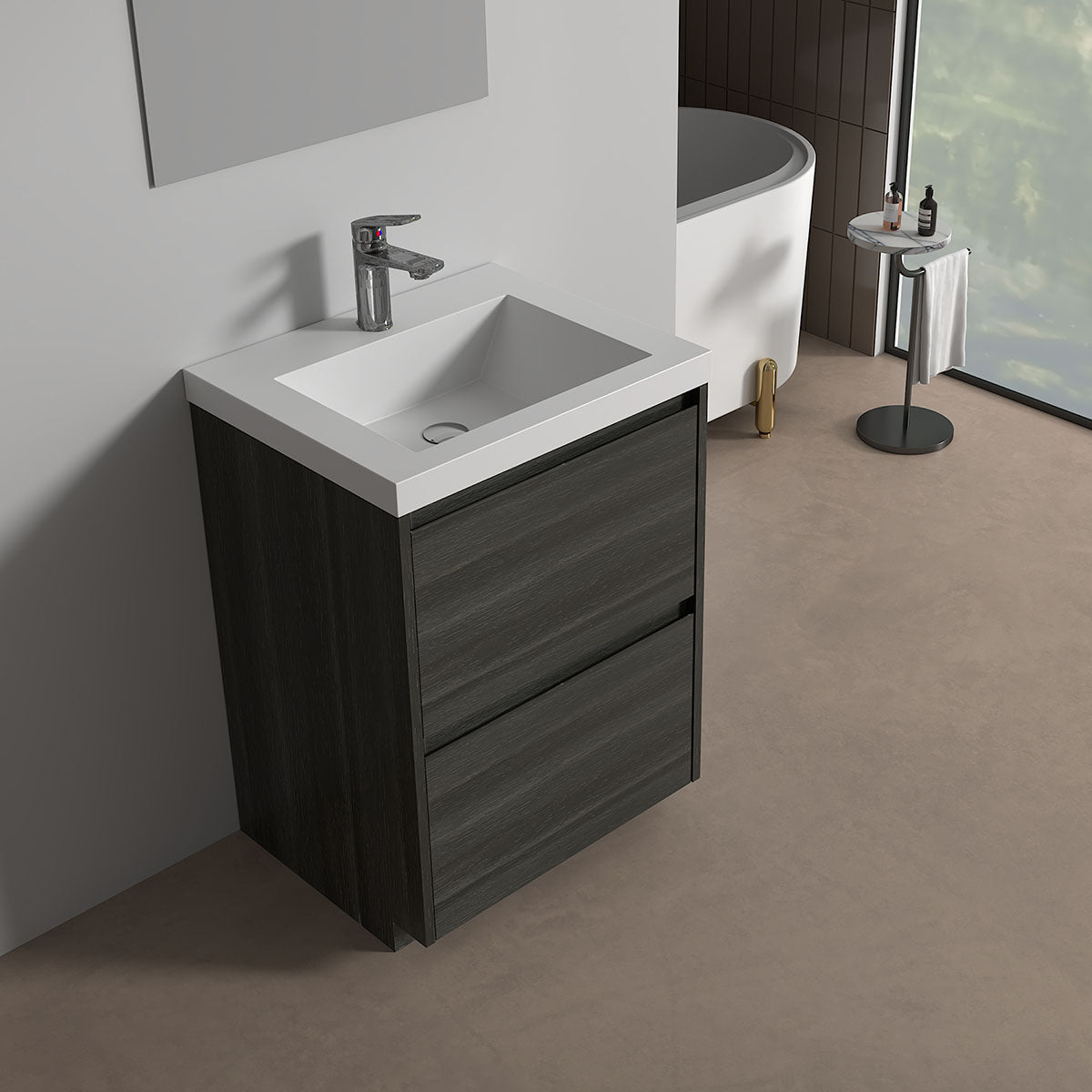 V9002 24" Vanity With Acrylic Sink Combo (Charcoal Grey)