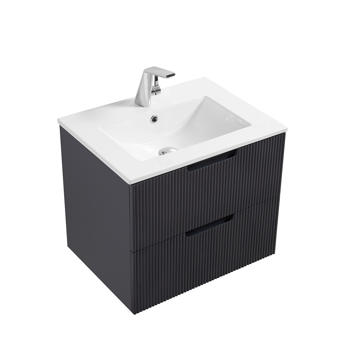 24"V9018 Sylvia Series Wall Hung Vanity & Ceramic Sink (Granny Grey)