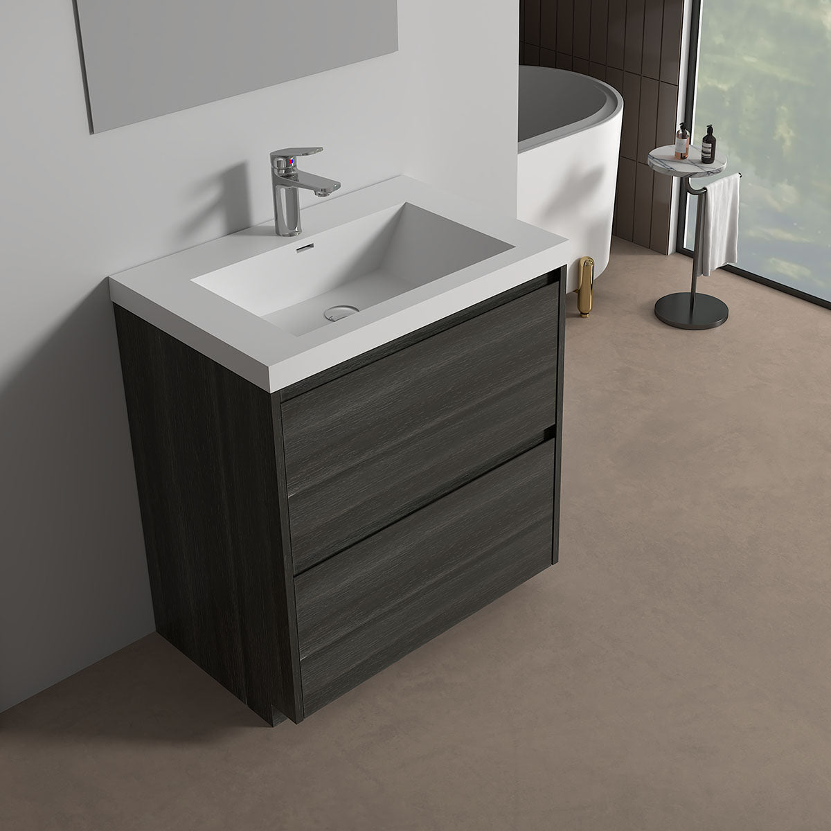 V9002 30" Vanity With Acrylic Sink Combo (Charcoal Grey)